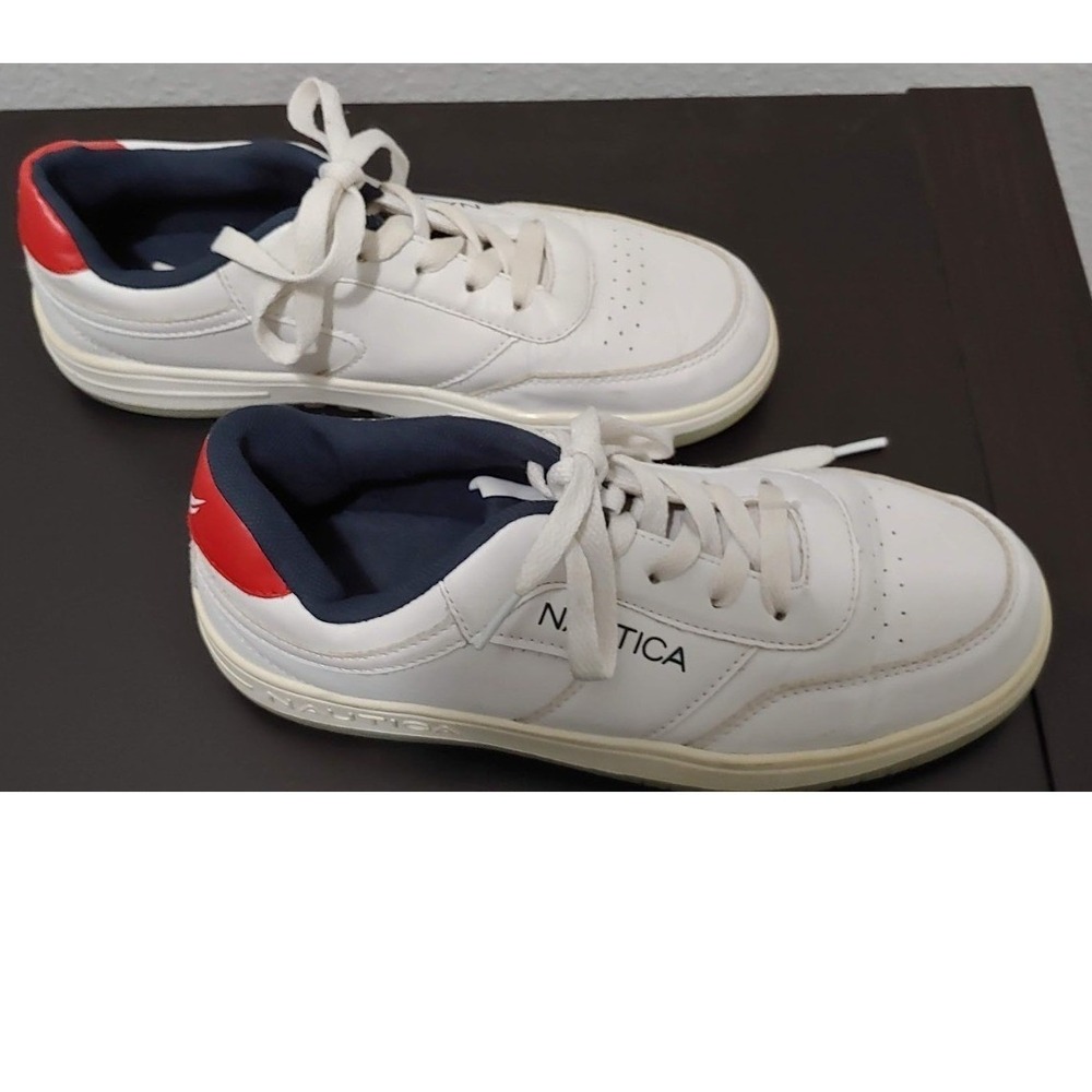 Nautica Lake Edge Boys Big Kid 4Y White Navy Lace Up Sneakers